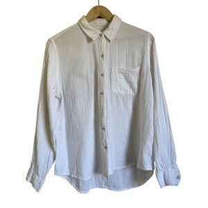 Universal Thread Brushed Cotton Collared Shirt Long Sleeve 100% Cotton Bright Wh